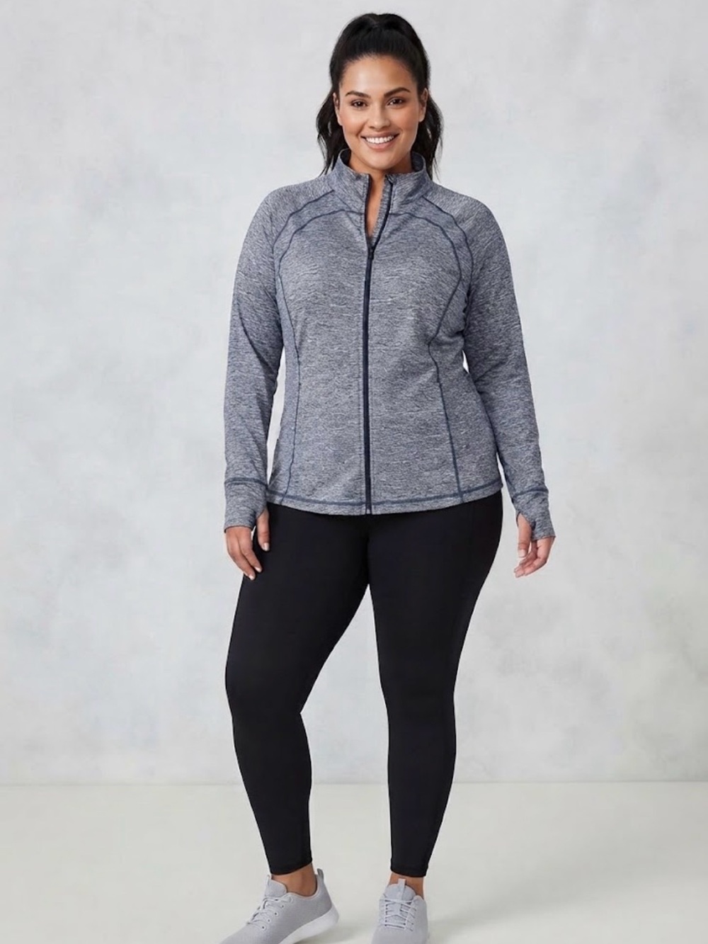 Cozy Blue Athleisure Activewear Full Zip Jacket Ideology 2X NEW